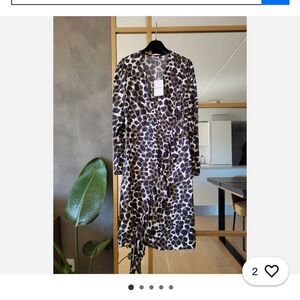 By Malene Birger Black and Brown Patterned Long Sleeve Dress